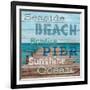 Pier View Weathered Wood Sign-Sam Appleman-Framed Art Print