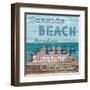 Pier View Weathered Wood Sign-Sam Appleman-Framed Art Print