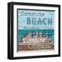 Pier View Weathered Wood Sign-Sam Appleman-Framed Art Print