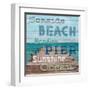 Pier View Weathered Wood Sign-Sam Appleman-Framed Art Print