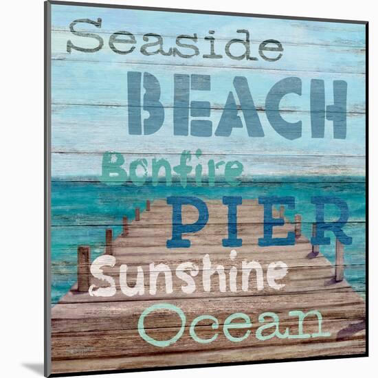 Pier View Weathered Wood Sign-Sam Appleman-Mounted Art Print