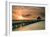 Pier with Palapa at Sunrise, Ambergris Caye, Belize-null-Framed Photographic Print