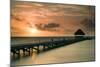 Pier with Palapa at Sunrise, Ambergris Caye, Belize-null-Mounted Photographic Print
