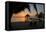 Pier with Palapa on Caribbean Sea at Sunrise, Maya Beach, Stann Creek District, Belize-null-Framed Stretched Canvas