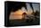 Pier with Palapa on Caribbean Sea at Sunrise, Maya Beach, Stann Creek District, Belize-null-Framed Stretched Canvas