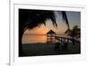 Pier with Palapa on Caribbean Sea at Sunrise, Maya Beach, Stann Creek District, Belize-null-Framed Photographic Print