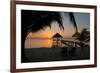 Pier with Palapa on Caribbean Sea at Sunrise, Maya Beach, Stann Creek District, Belize-null-Framed Photographic Print