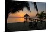 Pier with Palapa on Caribbean Sea at Sunrise, Maya Beach, Stann Creek District, Belize-null-Mounted Photographic Print