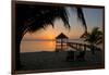 Pier with Palapa on Caribbean Sea at Sunrise, Maya Beach, Stann Creek District, Belize-null-Framed Photographic Print