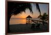 Pier with Palapa on Caribbean Sea at Sunrise, Maya Beach, Stann Creek District, Belize-null-Framed Photographic Print