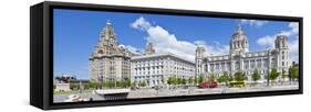 Pierhead Three Graces Buildings, Liverpool Waterfront, UNESCO Site, Liverpool, England, UK-Neale Clark-Framed Stretched Canvas