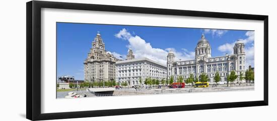 Pierhead Three Graces Buildings, Liverpool Waterfront, UNESCO Site, Liverpool, England, UK-Neale Clark-Framed Premium Photographic Print