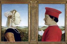 Diptych of Dukes of Urbino: Triumph of Duchess of Urbino, Back Side of Portrait of Battista Sforza-Piero della Francesca-Giclee Print
