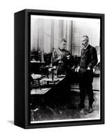 Pierre (1859-1906) and Marie Curie (1867-1934) in their Laboratory, c.1900-Valerian Gribayedoff-Framed Stretched Canvas