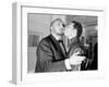 Pierre and Claude Brasseur Kissing-Marcel Begoin-Framed Photographic Print