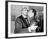 Pierre and Claude Brasseur Kissing-Marcel Begoin-Framed Photographic Print