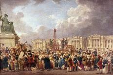 Execution by Guillotine in Paris During the French Revolution, 1790S (1793-180)-Pierre Antoine De Machy-Stretched Canvas