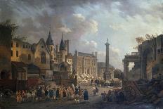 Vue du quai de Gesvres au moment de la démolition des maisons du Pont au Change. 1788-Pierre-Antoine Demachy-Giclee Print