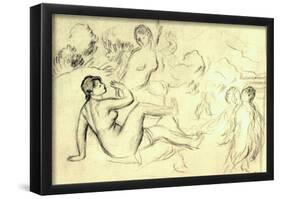 Pierre Auguste Renoir Bather Sketch 2 Art Print Poster-null-Framed Poster