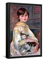 Pierre-Auguste Renoir (Portrait of Mademoiselle Julie Manet with cat) Art Poster Print-null-Framed Poster