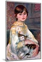Pierre-Auguste Renoir (Portrait of Mademoiselle Julie Manet with cat) Art Poster Print-null-Mounted Poster