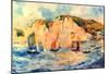 Pierre Auguste Renoir Sea and Cliffs Art Print Poster-null-Mounted Poster