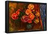 Pierre Auguste Renoir Still Life Roses Before a Blue Curtain Art Print Poster-null-Framed Poster