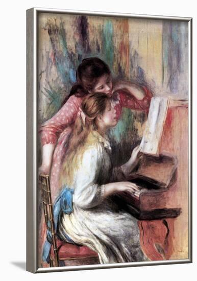 Pierre Auguste Renoir Young Girls at the Piano Art Print Poster-null-Framed Poster