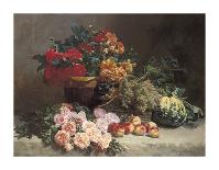 Still Life of Flowers on a Terrace-Pierre Bourgogne-Giclee Print