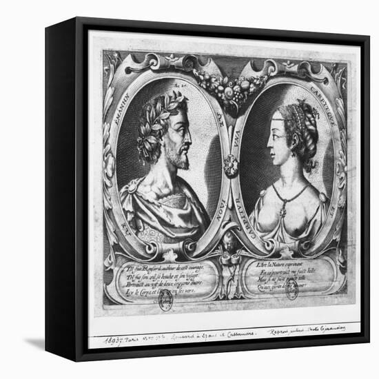 Pierre De Ronsard, Aged 27 and Cassandre Salviati (Engraving) (B/W Photo)-Claude Mellan-Framed Stretched Canvas