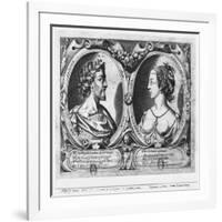 Pierre De Ronsard, Aged 27 and Cassandre Salviati (Engraving) (B/W Photo)-Claude Mellan-Framed Giclee Print