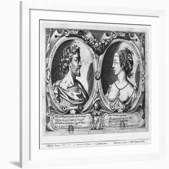 Pierre De Ronsard, Aged 27 and Cassandre Salviati (Engraving) (B/W Photo)-Claude Mellan-Framed Giclee Print