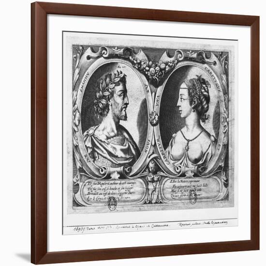 Pierre De Ronsard, Aged 27 and Cassandre Salviati (Engraving) (B/W Photo)-Claude Mellan-Framed Giclee Print