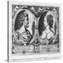 Pierre De Ronsard, Aged 27 and Cassandre Salviati (Engraving) (B/W Photo)-Claude Mellan-Stretched Canvas
