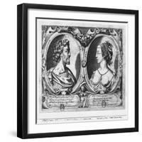 Pierre De Ronsard, Aged 27 and Cassandre Salviati (Engraving) (B/W Photo)-Claude Mellan-Framed Giclee Print