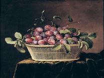 Fruit in a Wicker Basket with Figs on a Plinth-Pierre Dupuis-Framed Stretched Canvas