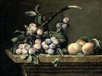 Fruit in a Wicker Basket with Figs on a Plinth-Pierre Dupuis-Giclee Print