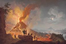 Mount Vesuvius Erupting by Night, Seen from the Atrio Del Cavallo with Spectators in the…-Pierre Jacques Volaire-Giclee Print