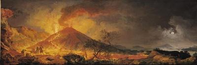 Mount Vesuvius Erupting by Night, Seen from the Atrio Del Cavallo with Spectators in the…-Pierre Jacques Volaire-Giclee Print