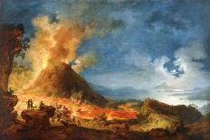 Mount Vesuvius Erupting by Night, Seen from the Atrio Del Cavallo with Spectators in the…-Pierre Jacques Volaire-Framed Giclee Print