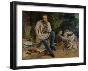 Pierre Joseph Proudhon and His Children in 1853, 1865-Gustave Courbet-Framed Giclee Print