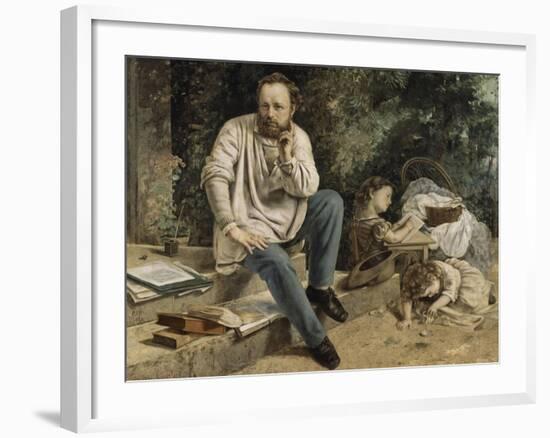 Pierre-Joseph Proudhon et ses enfants en 1853-Gustave Courbet-Framed Giclee Print