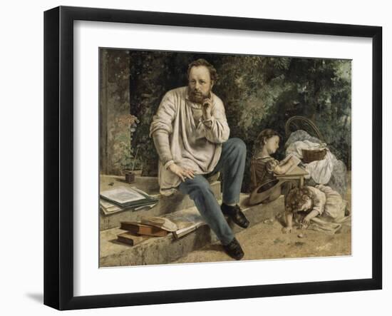 Pierre-Joseph Proudhon et ses enfants en 1853-Gustave Courbet-Framed Giclee Print