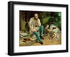 Pierre-Joseph Proudhon et ses enfants en 1863 - Pierre-Joseph Proudhon and his children, 1863.-Gustave Courbet-Framed Premium Giclee Print