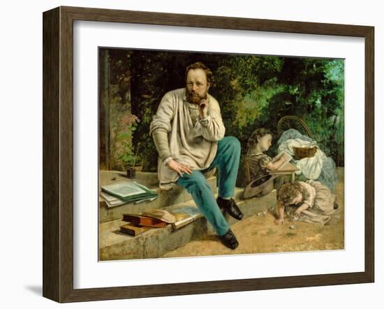 Pierre-Joseph Proudhon et ses enfants en 1863 - Pierre-Joseph Proudhon and his children, 1863.-Gustave Courbet-Framed Giclee Print