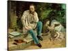 Pierre-Joseph Proudhon et ses enfants en 1863 - Pierre-Joseph Proudhon and his children, 1863.-Gustave Courbet-Stretched Canvas