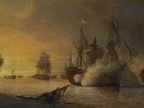 Combat naval entre une division française et anglaise en vue de l'île de la-Pierre Julien Gilbert-Giclee Print