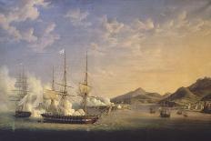 Combat naval entre la frégate française "la Pomone" commandée par le capita-Pierre Julien Gilbert-Giclee Print