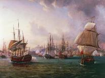 Naval Battle of Port Praya Between British and French Fleets Off Island of Santiago, Cape Verde-Pierre-Julien Gilbert-Stretched Canvas