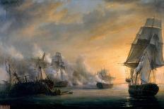 Naval Battle of Port Praya Between British and French Fleets Off Island of Santiago, Cape Verde-Pierre-Julien Gilbert-Framed Premium Giclee Print